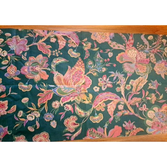 Lotus Flower Valance Dark Green Art Deco Style Baroque Floral Elegant 16x70 - Picture 4 of 4